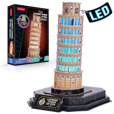 Cubic Fan Leaning Tower of Pisa with LED, L535h, Craft Kit, 3D Puzzle, Model, Architectural Model, Elementary School Student