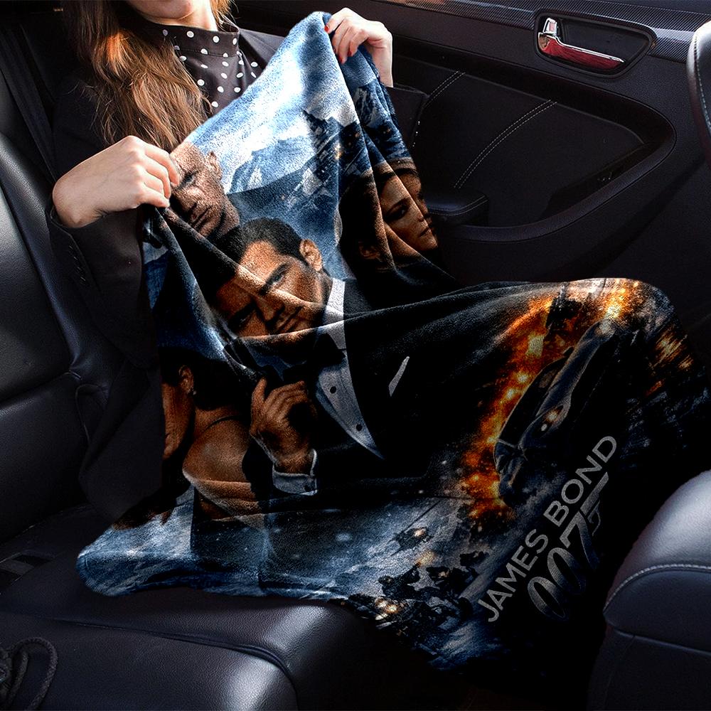 007 James Bond Theme Printed Blanket - Perfect for Couch, Bed, Travel & Outdoor Use | Machine Washable, Cozy & Durable.