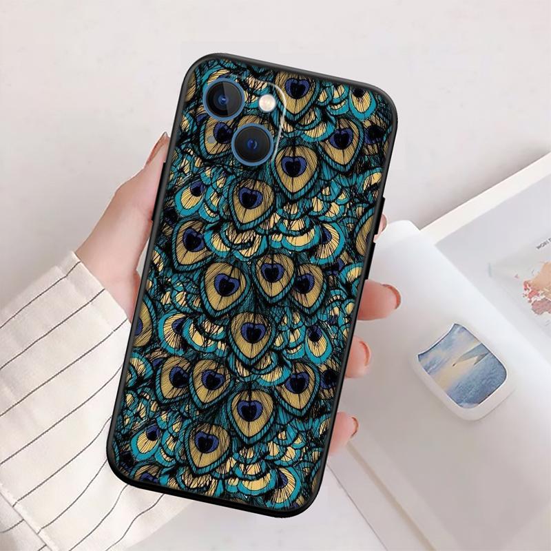 RP55 Pfauenfeder Handyhülle für Samsung Galaxy M06 M15 M16 M35 M55 M56 A36 A42 A50 A50S A51 A52 A32 A33 A05 A05S A06 A16 A20