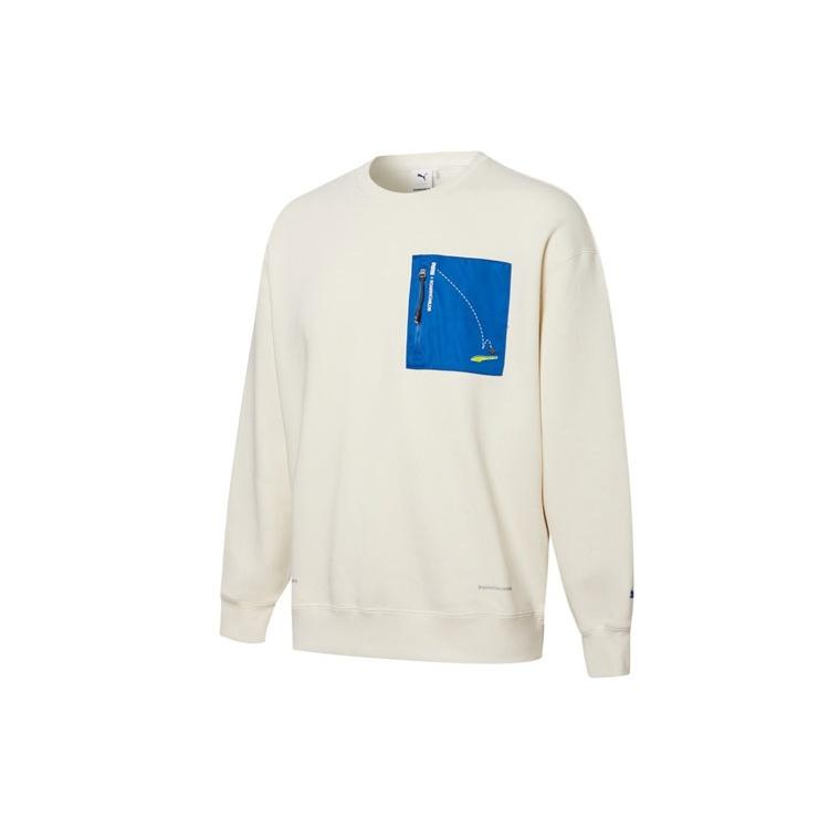 PUMA X Roaringwild Pocket Crew Neck Sweatshirt White Blue Men s 532596-73 S