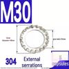 304 Stainless Steel External & Internal Tooth Lock Washer, Anti-Slip, Anti-Loosening, Size M6-M30