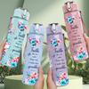 1PC Soft Pastel Flower Splash Art 750ml Color Plastic Sports Water Bottle Leakproof Flip Straw Lid Suitable for Sports Office Home Use