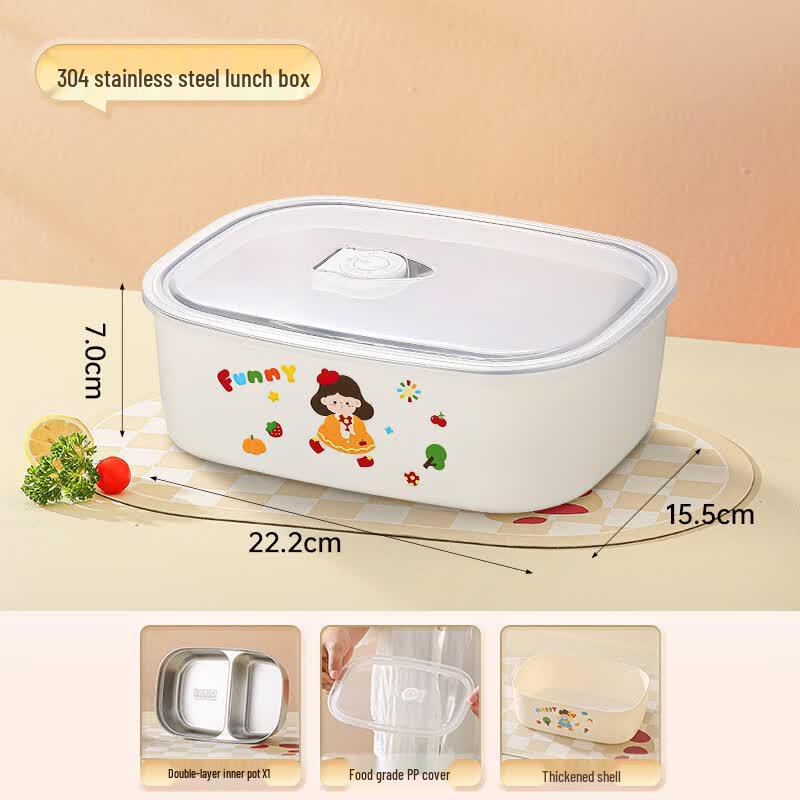RuHan 304 Stainless Steel Microwaveable Partitioned Lunch Box