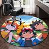 1 szt. Okrągły dywanik Pokémon Pikachu i Przyjaciele - Mata na krzesło z motywem anime, Prezent do biura, Dekoracja sezonowa, Nadaje się do domu, Salonu