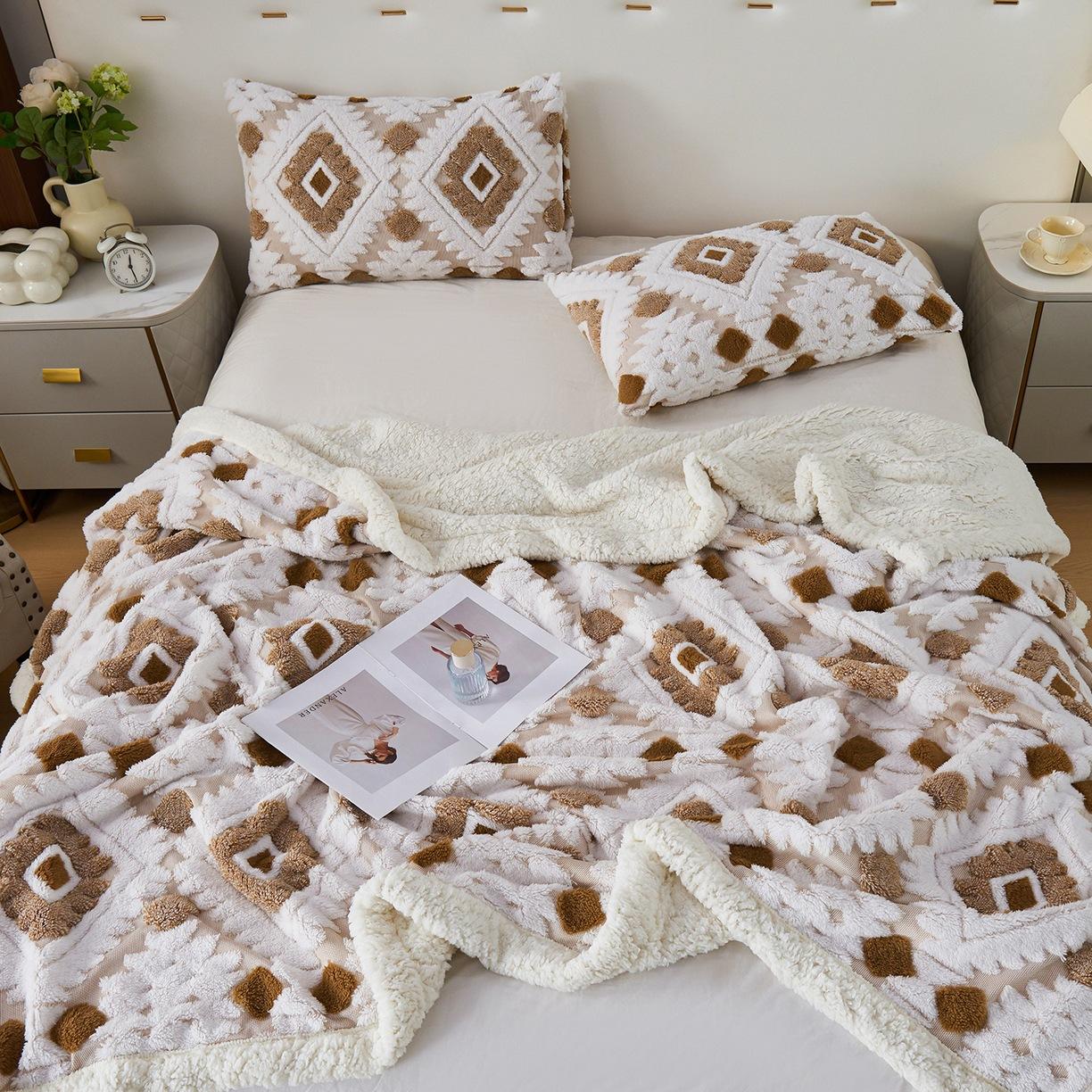 

Богемный стиль Многофункциональный плед для сна Плед из шенилла Уютный плед из овечьей шерсти для офиса 200x230cm коричневый