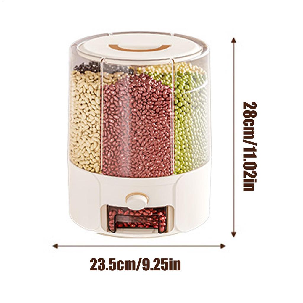 Rice Dispenser Rotatable Rice Bucket Food-grade Airtight Barrel with Dividers Anti-Gnat Anti-Moisture for Pantry Restaurant