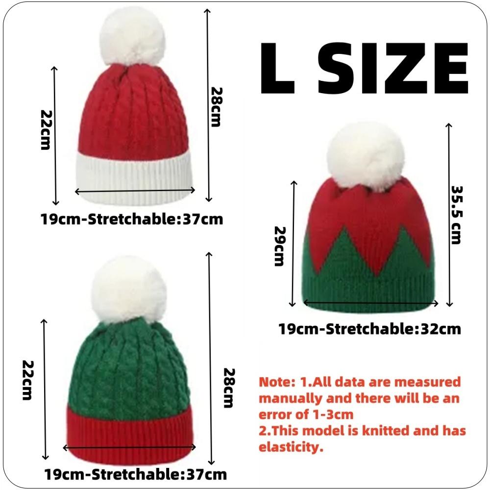 1PC/2PCS Fluffy Balls Christmas Knitted Hat Winter Beanie Santa Hat 2026 New Year Party Kids Gift Navidad Noel Xmas Decoration