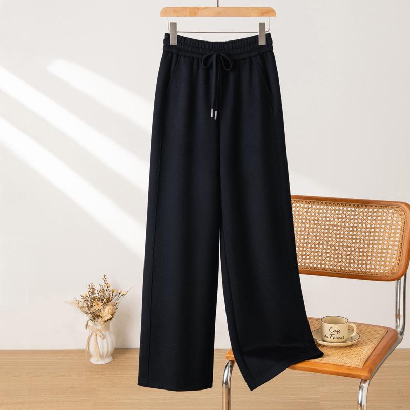 2025 Puyuan Autumn/Winter Merino Wool Blend Slimming Straight Leg Pants with Lace for Women
