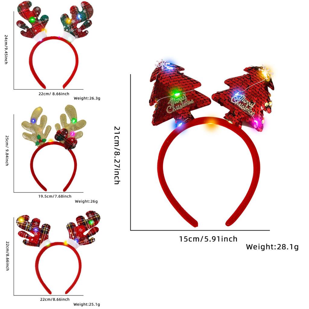 Vibrant Christmas Headbands With Shining Cartoon Reindeer Antlers Ideal For Holiday Decorations And Parties