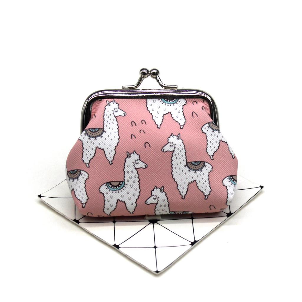Cute Alpaca Animal Print Coin Purse - Small Wallet for Kids and Students