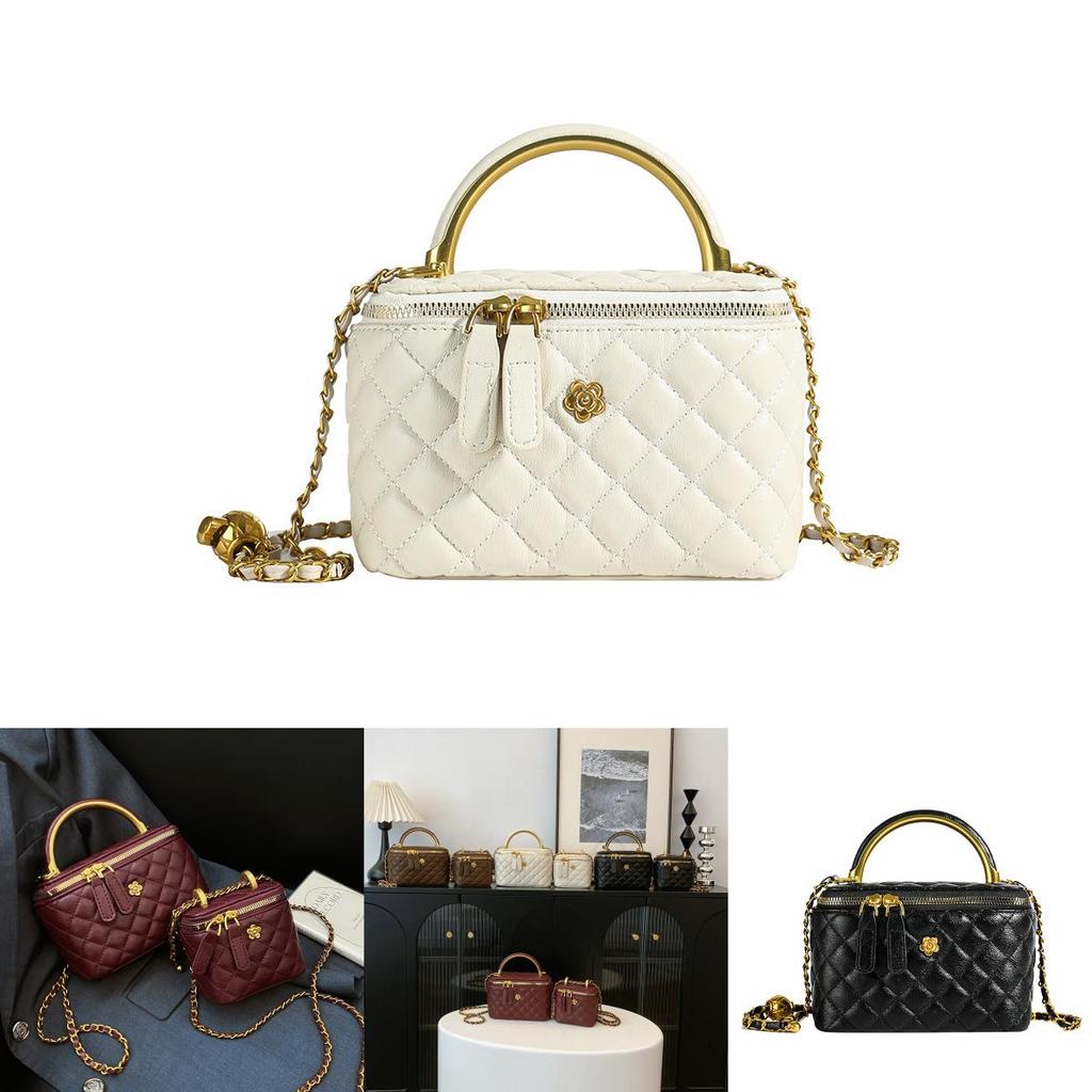 Pu Small Box Handbag With Quilted Design And Chain Handle For Urban Fashion