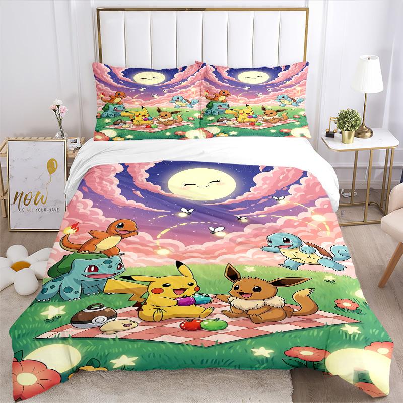 3pcs Pokémon, Picnic Duvet Cover Set - Machine Washable, Includes 1 Duvet Cover and 2 Pillowcases, No Core Included yy251022226