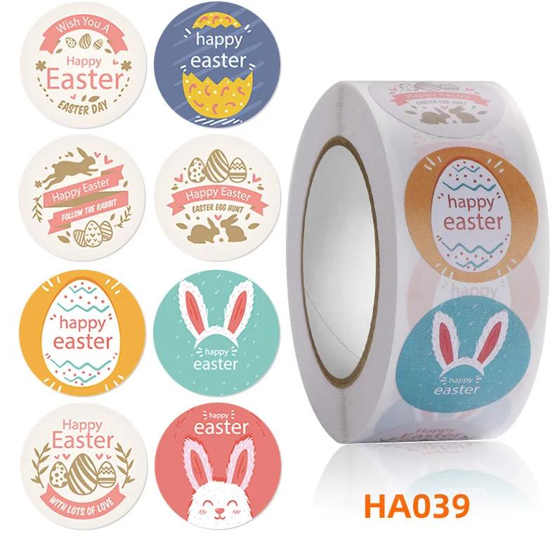 1inch 2.5cm Easter Cartoon Sticker Bunny Egg Decoration Roll Sticker Gift Sealing Happy Easter Day Holiday for small business