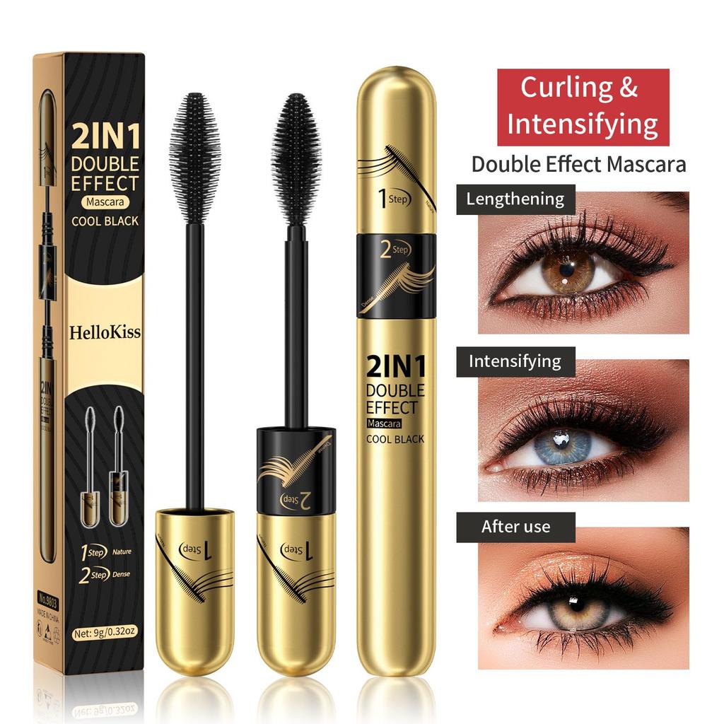 Mascara naturellement long résistant à la transpiration et sans bavures Mascara double effet épais et bouclé adapté à un usage quotidien