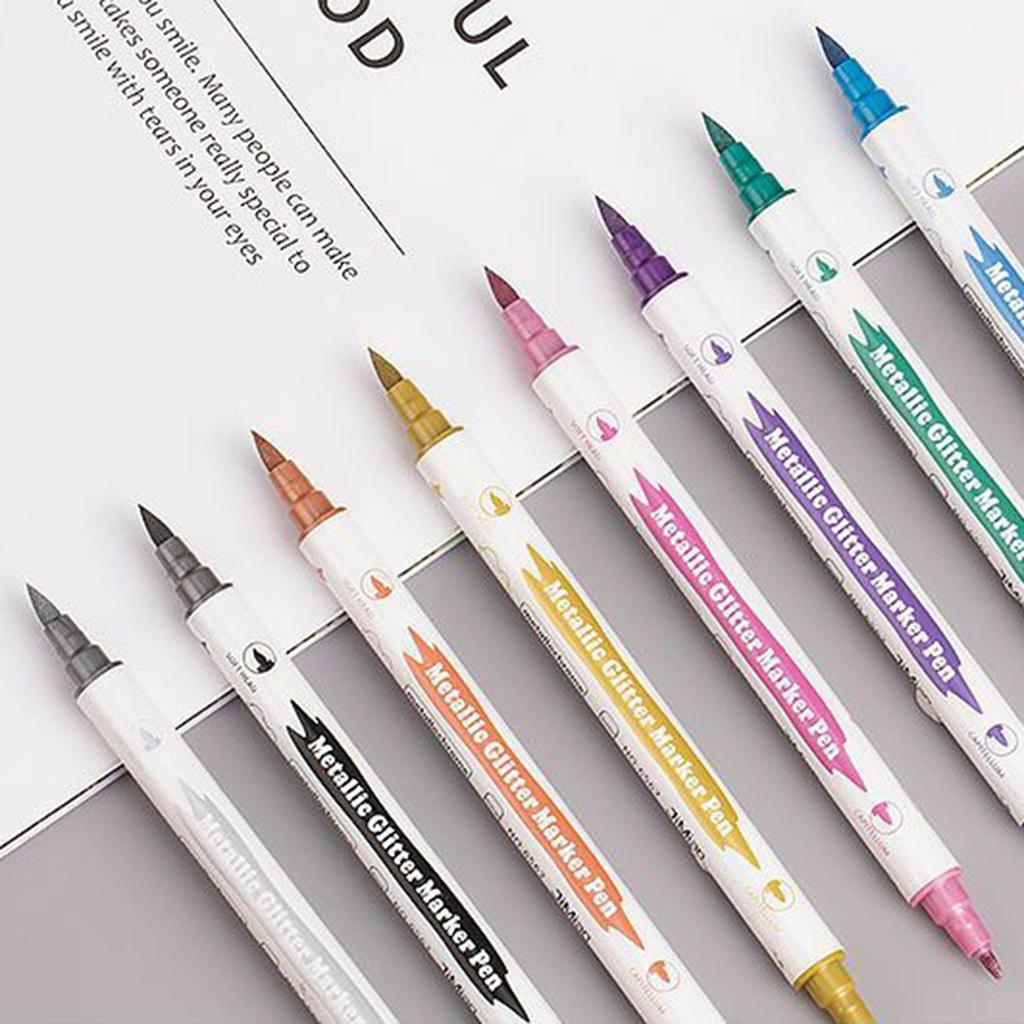 Double End Glitter Marker Pen for Coloring Scrapbooking DIY Birthday Card Making