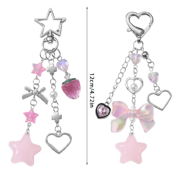 Cute Keychains for Girls,Lovely Car Keychain Accessories,Key Purse Handbag Charms for Women Bows Star Heart Keychain