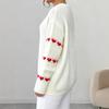 2026 New European and American Large-size Sweater Contrasting Colors Love Embroidery Splicing Cross-border Women's Clothing Casual Pullover Loose 