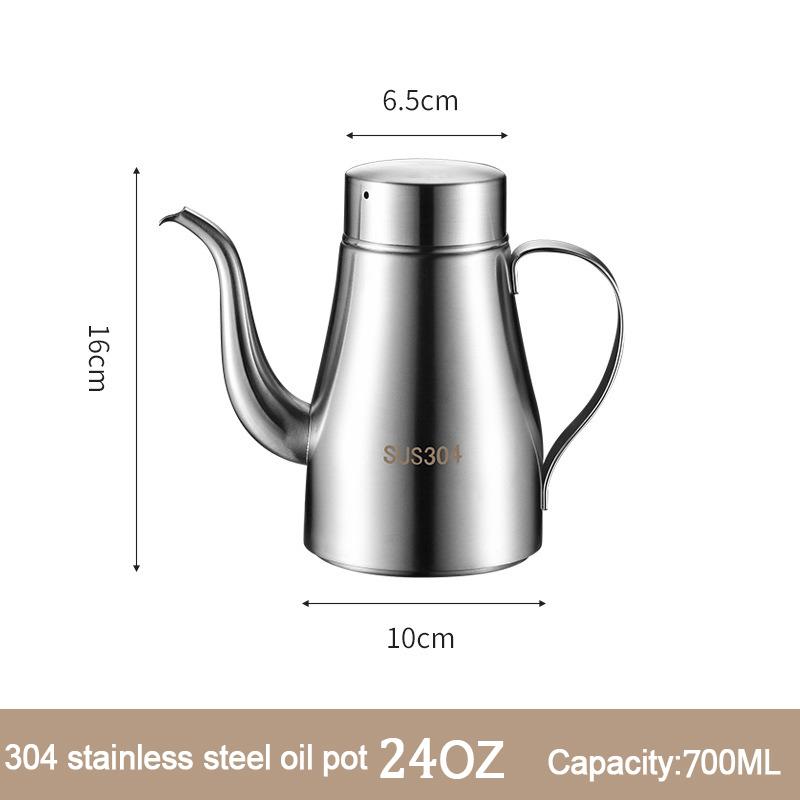 304 Stainless Steel Oil Pot Kitchen Oil Bottle Oil Tank Pot Household Edible Oil Pot Large Oil Tank Oil Pot Pouring Oil Bottle