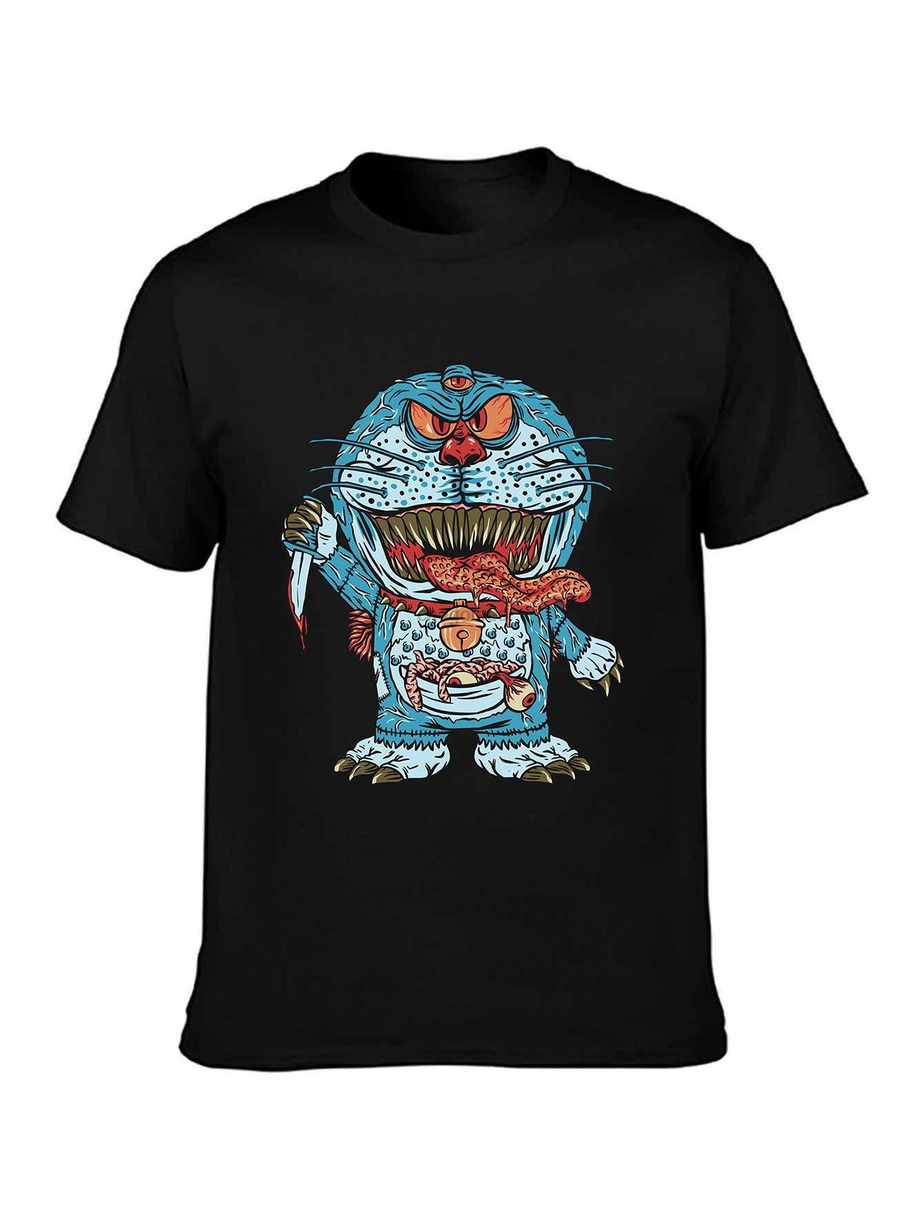 Creepy Monster Cat Graphic T-shirt XL