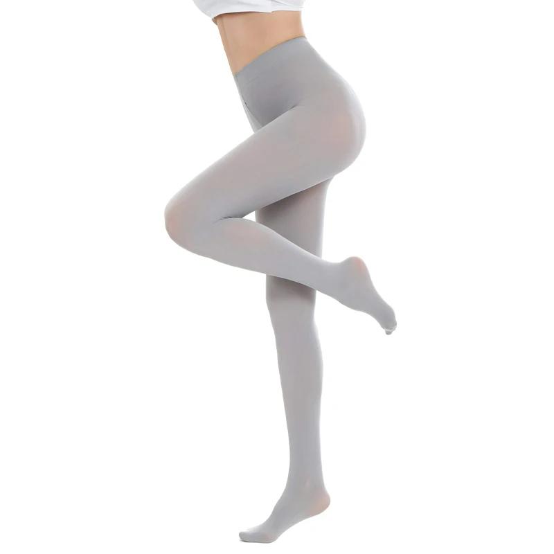 Kave Collants Colorés Grande Taille pour Femmes 80D Doux Couleur Unie Semi-Opaques avec Pieds Taille Haute Collants pour Femmes M gray
