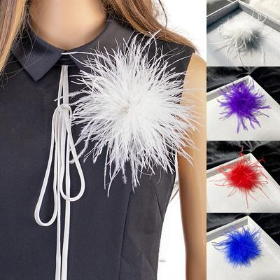 Frauen Mode Feder Kopfbedeckung Schmuck Dekor Braut Haarband Straußenfedern Brosche Pin