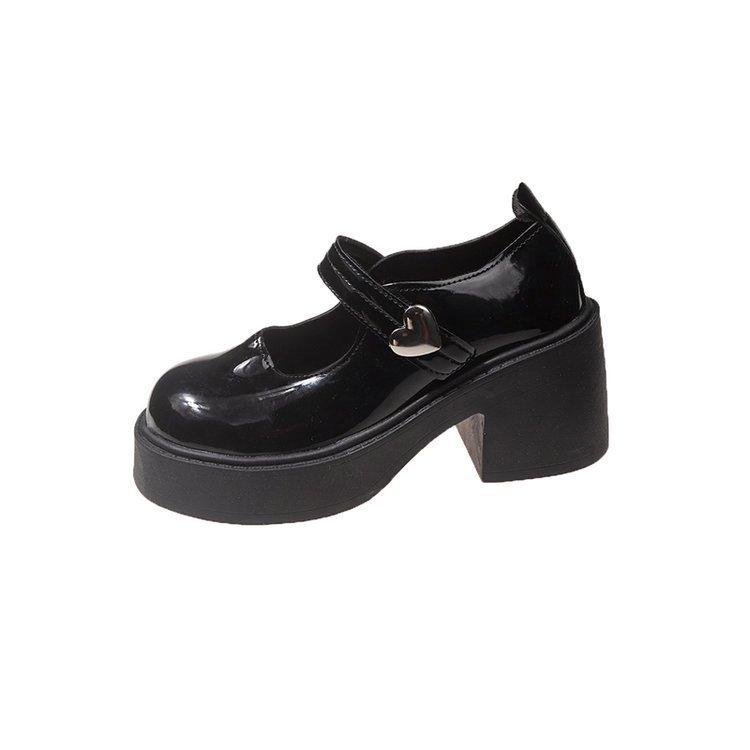 Round head versatile height-increasing platform small leather shoes women's spring and autumn skirt 2025 new French Mary Jane shallow mouth