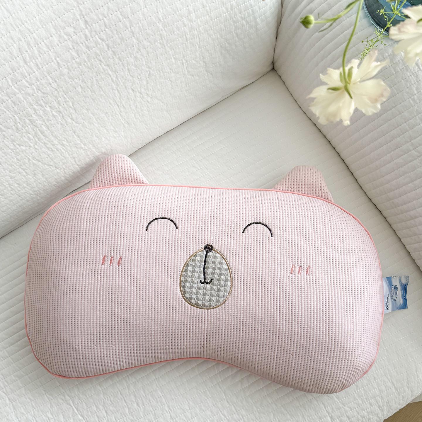 Happy Bear Buckwheat Children s Neck Pillow - Washable, Cute Cartoon Design for Summer 25*50cm with Buckwheat Hull Filling