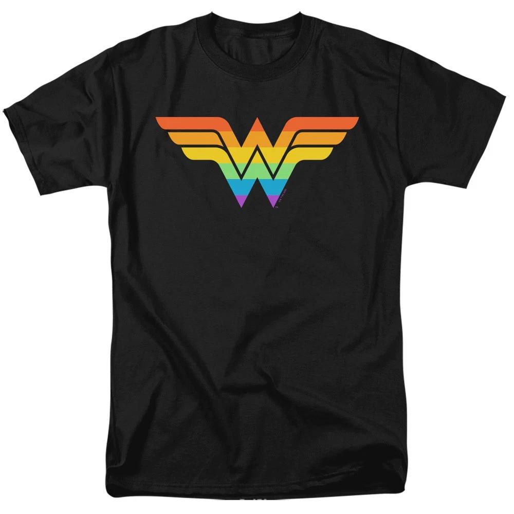 DC Comics - Justice League - Wonder Woman Rainbow - Adult Unisex T-Shirt - Black M