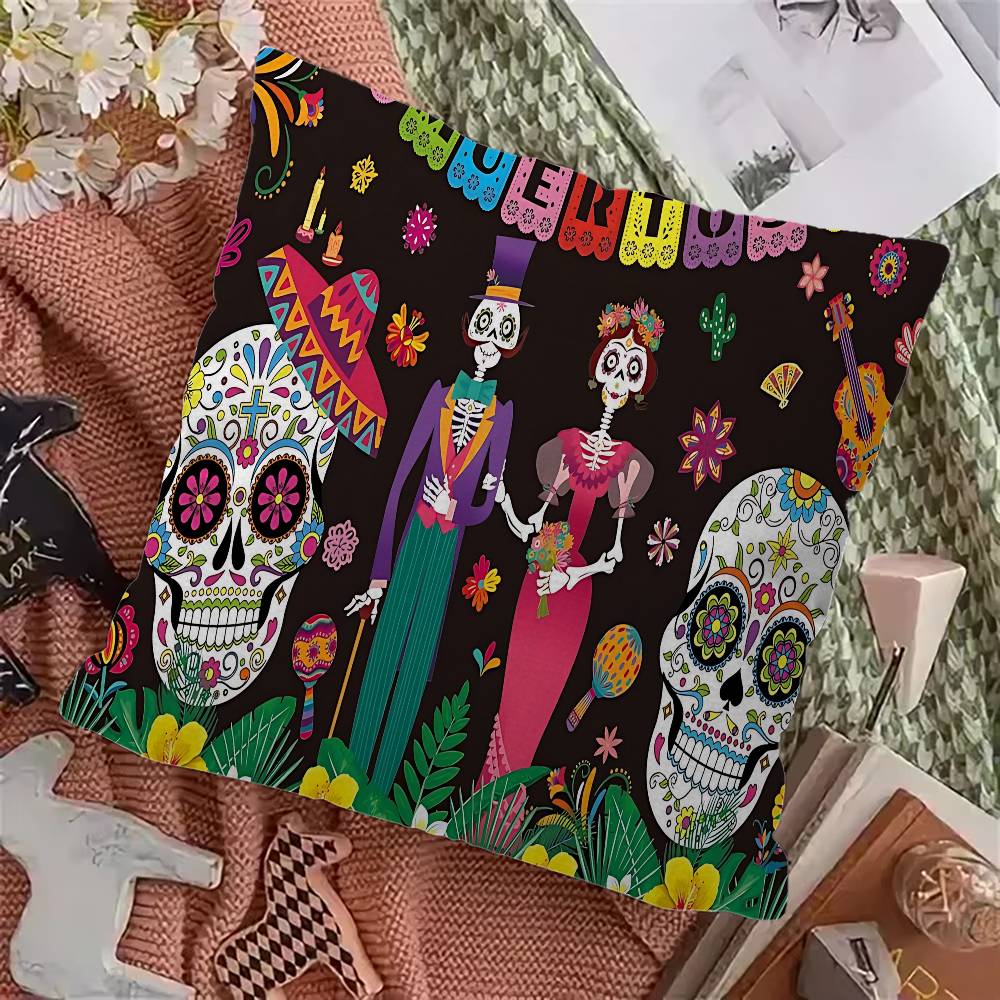 

Мексиканский День Мертвых Сахарные Черепа Подушка Подарок Украшение для Дома Офиса Подушка Чехол для Подушки Спальня Диван Автомобиль 12x12Inch