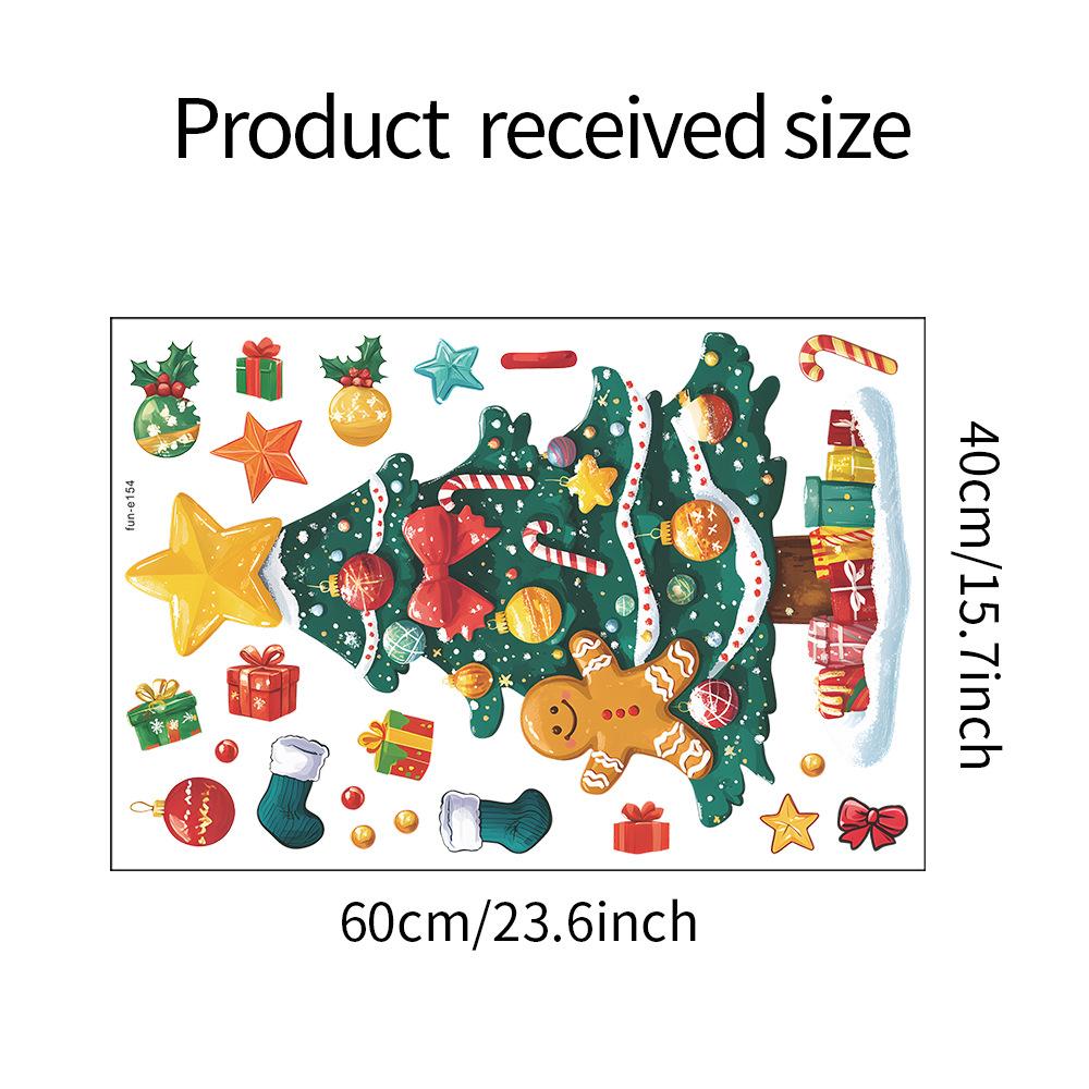 Fun-e154 Christmas Tree Gingerbread Man Christmas Gift Box Refrigerator Sticker Home Beautification Wall Sticker