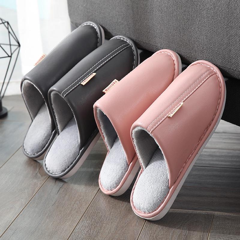 New Women's and Couple's Warm Cotton Maternity Slippers with Thick Leather Sole for Indoor and Outdoor Use.