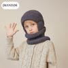 Winter Samt Kinderhut Schal Set gestrickter Wollhut Junge warmer Ohrenschützer Schlupfmütze