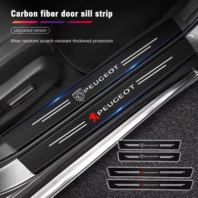 Carbon Fiber Door Sill Sticker For 208 308 408 508 2008 3008 4008 5008 301 307 407 RCZ Anti-Scratch Kick Guard Sticker