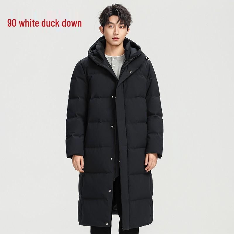 

Men s Trendy Winter Long Hooded Down Jacket, Over-the-Knee, White Duck Filling, Unisex Outdoor Warmth Coat. XXXL