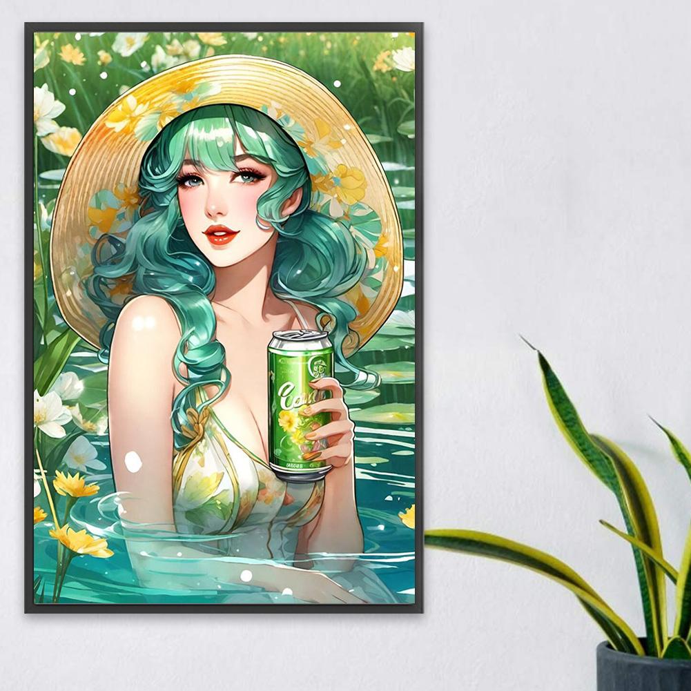 #L 5D DIY Full Square Drill Diamond Painting Girl Kit Home Decor Art 45x65cm