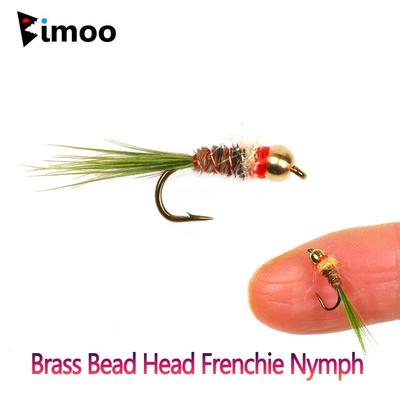 #16 Brass Bead Head Frenchie Nymph Fly Pheasant Tail Feather Barbed Wet Fly Euro Nymphs For Trout Fishing Lures Baits