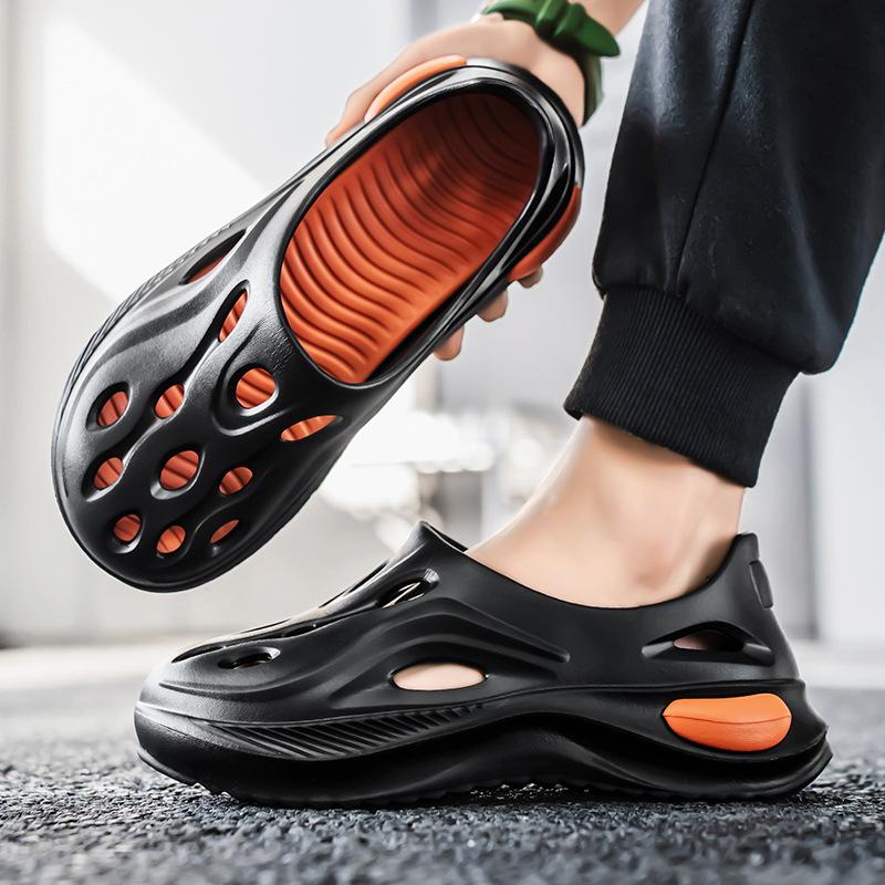 

Hole shoes men s new summer wear non-slip casual thick bottom stepping on shit feeling beach rafting wading stream sandals 45