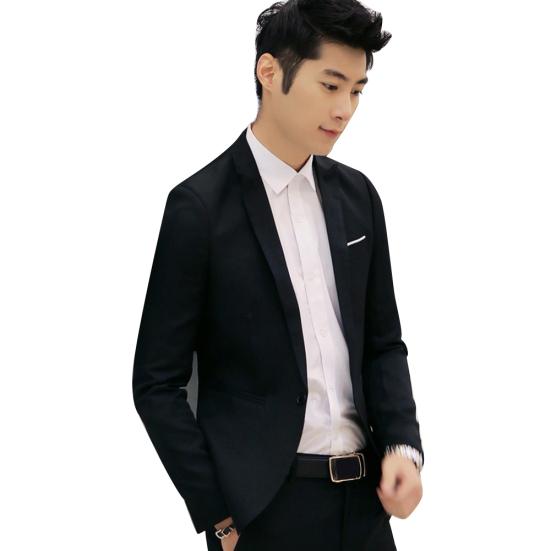 Men's Fashion One Button Suit Coat Wedding Business Casual Slim Lapel Jacket