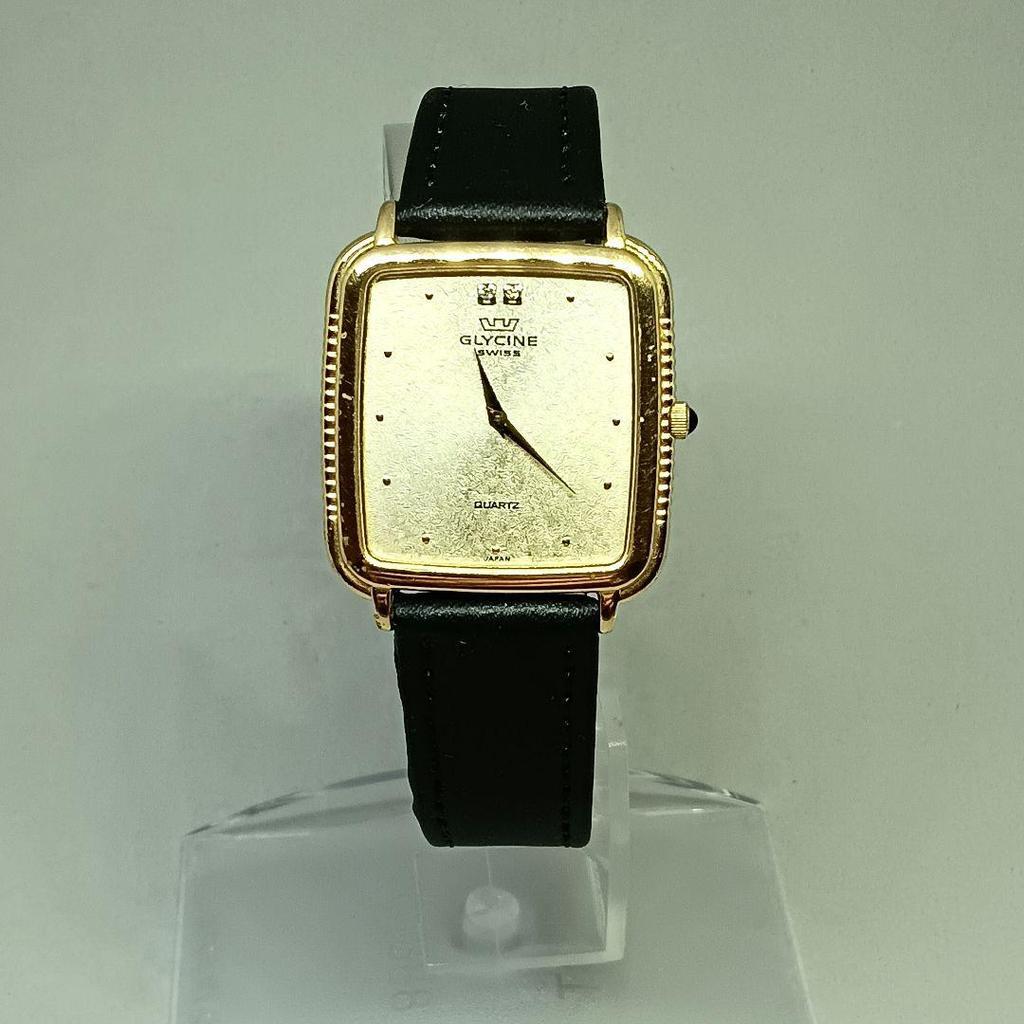 Used GLYCINE 021105 Gold Square 2P Diamond Men's Quartz