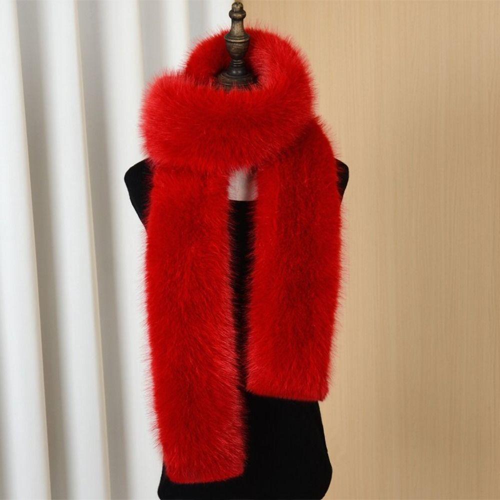 Vintage 180cm Fake Fur Long Scarf Soft Thick Winter Fluffy Scarf Fur Decor Ladies Neck Warmer Scarves for Women Men