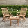 Folding Garden Chair 2 pcs Natural Solid Teak Wood