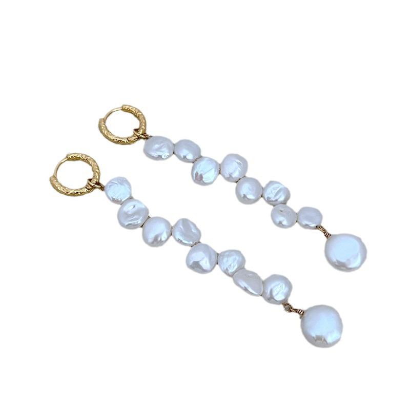Elegant Baroque Freshwater Pearl Detachable Long Earrings