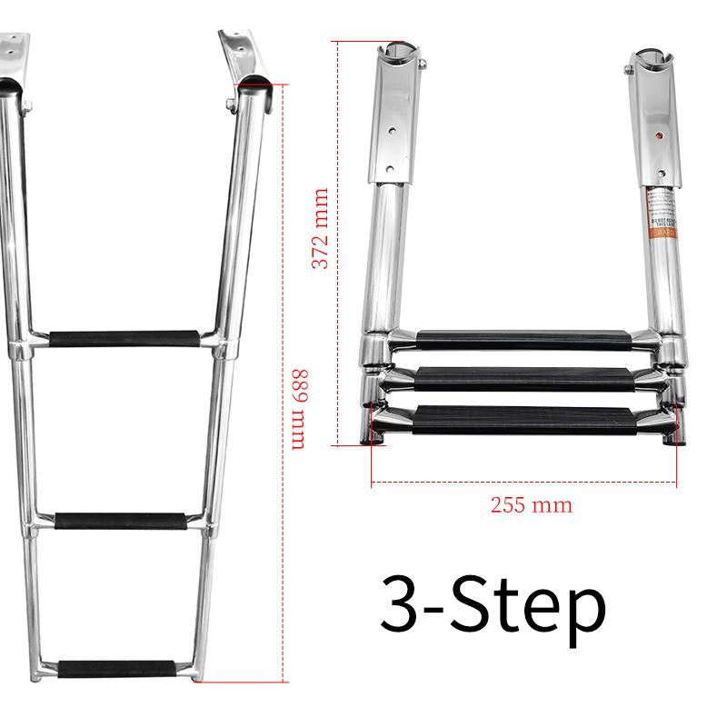 3 Step Boat Accessories Marine Hardware  Under Platform Boat Ladder AISI Stainless Steel Boarding Telescoping Ladder Extend Hige 3 Step