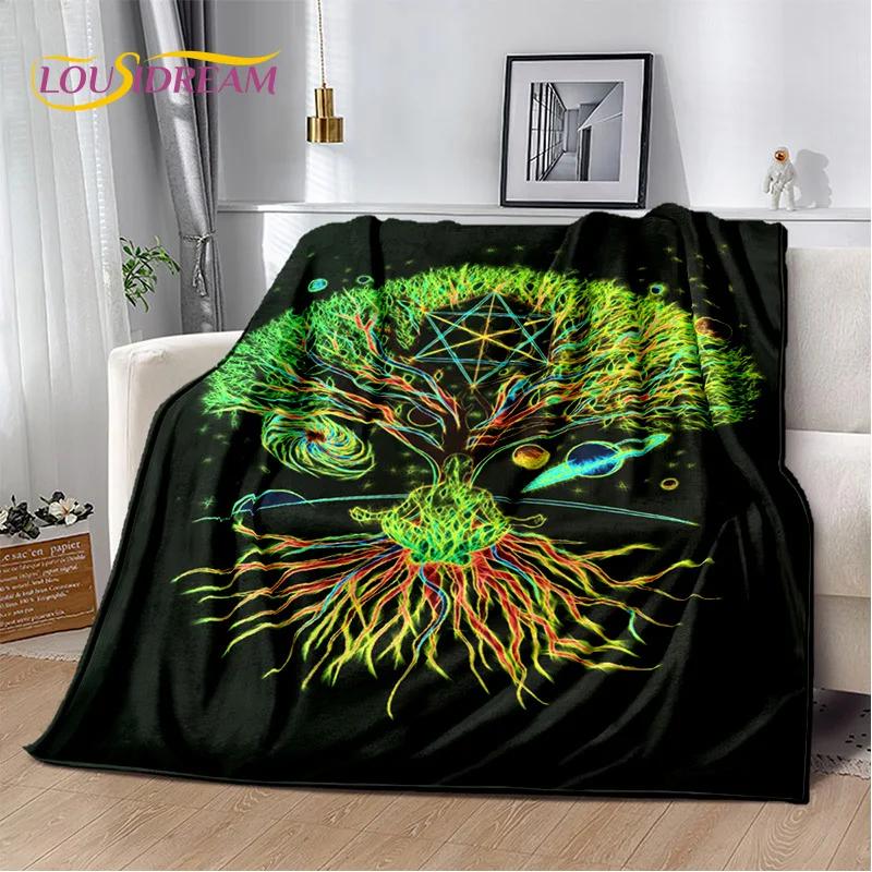 Nordic Mythology Yggdrasil Nature Tree of Life Blanket,Flannel Soft Throw Blanket for Home Bedroom Bed Sofa Picnic Office Kids