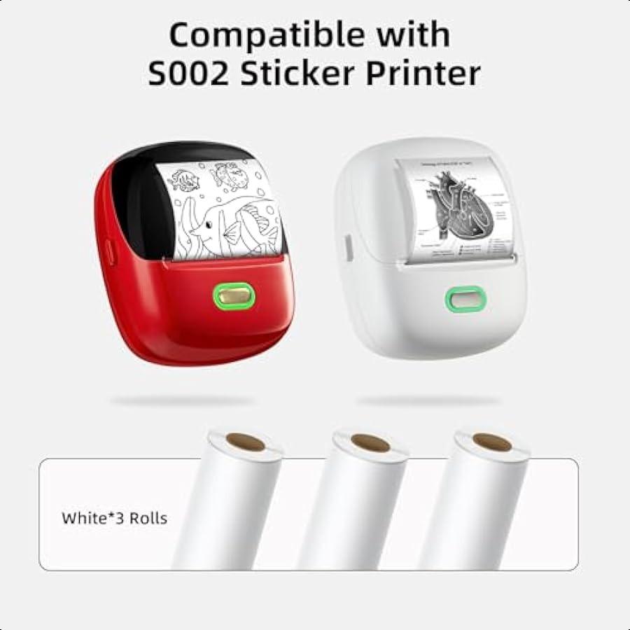 White SelfAdhesive Thermal Paper Printable Sticker Paper for S002 Portable Sticker Printer Black on White 57mm x 3m Mini Printe