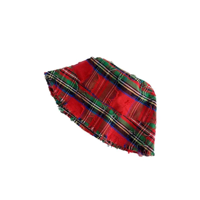 

Красная Англия Великобритания Клетчатая шляпа рыбака Женская шляпа от солнца Хлопковый материал Модный подарок