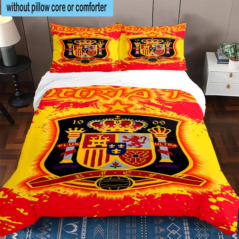 3PCS Spain Football Crest 3pcs Bedding,Including 3PCS Duvet Cover And 2pcs Pillowcases Perfect for Christmas,Ideal for Bedroom, Dormitory