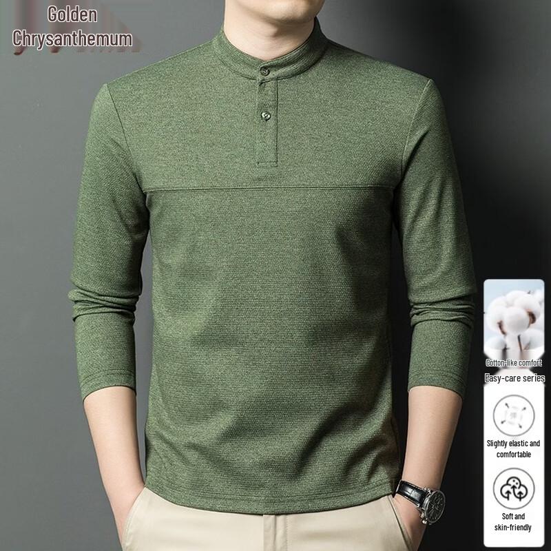 

Мужская однотонная футболка-поло с длинным рукавом 4XL