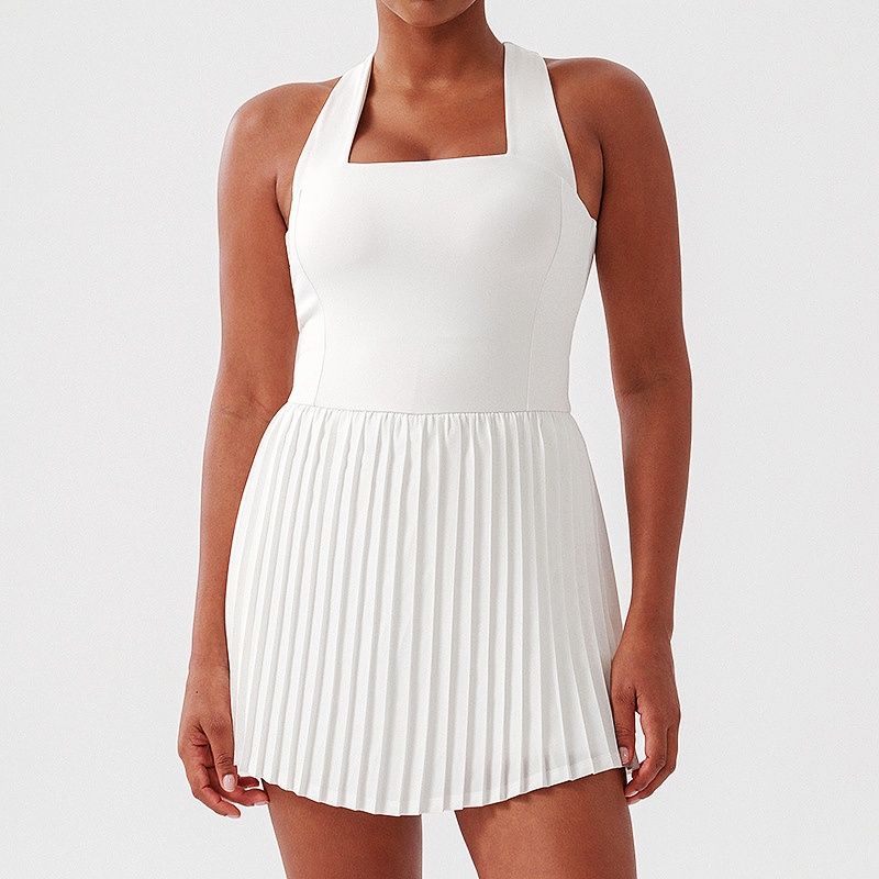 

New Anti-exposure One-Piece Tennis Skirt Pleated Running Golf Sports Short dress Shorts Yoga Short dress European and American Sexy