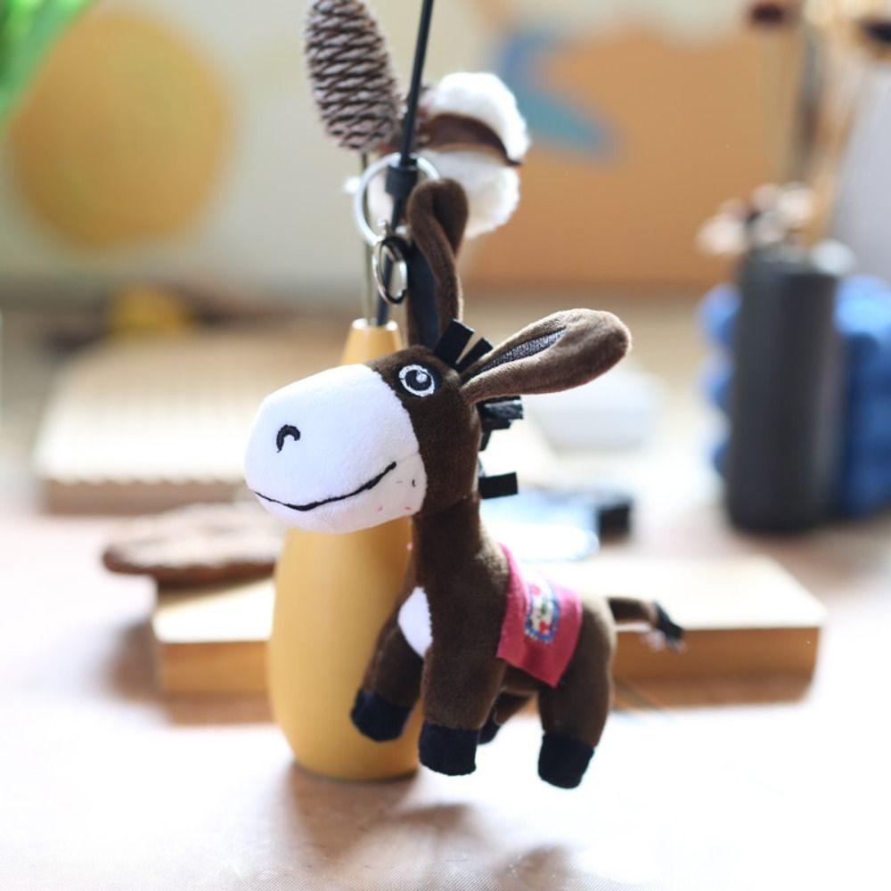 Fluffy Donkey Plush Keychain Soft Donkey Plush Toy Mini Donkey Stuffered Dolls  Hanging Ornaments